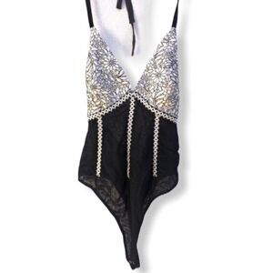 Stylestalker Halter Floral Mesh Bodysuit
